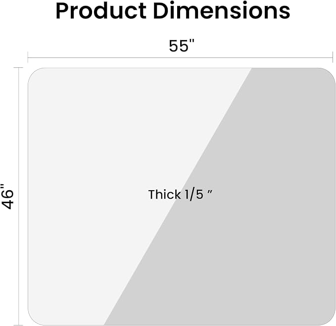 Tempered Glass Chair Mat, 1/5" Thick Clear Floor Mat - Image 2
