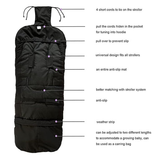 0-5T Length Ajustable Waterproof Stroller Winter Cover - Image 2