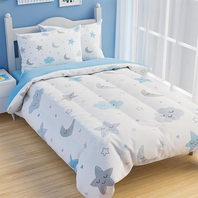 SANDJEST Star and Moon Comforter Set Twin Size 68x86in - Image 5