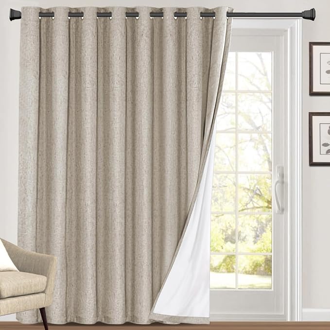 PrinceDeco Blackout Curtains for Sliding Glass Doors Linen Blackout Patio Door by PrinceDeco