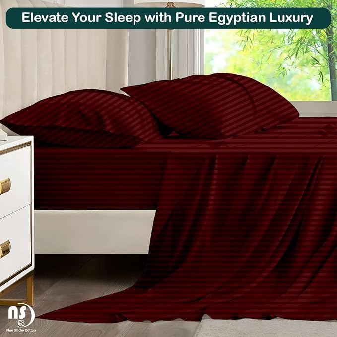 NON Sticky cotton Queen Size Sleeper Sofa Sheets, 4 Piece Egyptian Cotton Bed - Image 5