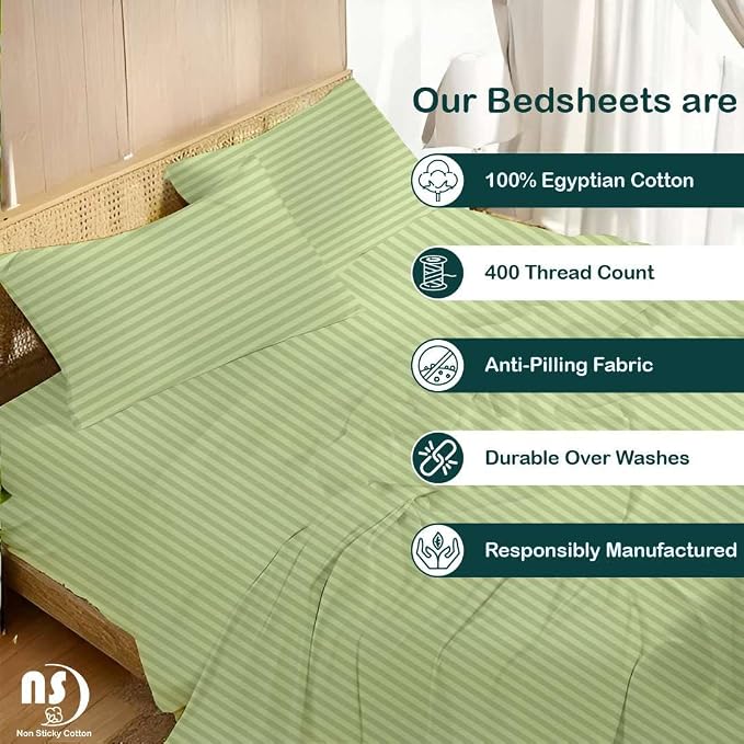 NON Sticky cotton Twin Size Sleeper Sofa Sheets, 4 Piece Egyptian Cotton Bed - Image 2
