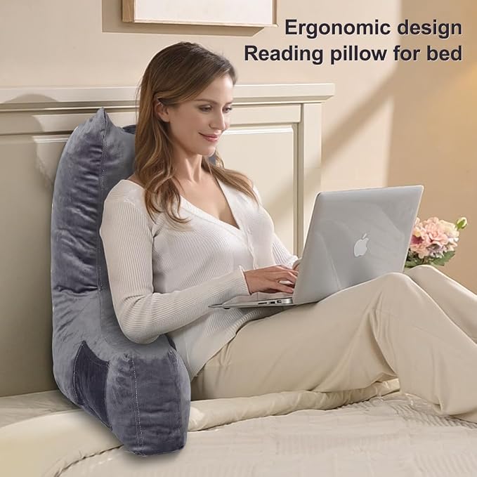 Neustern Reading Pillow for Sitting in Bed Adult, Back Pillow for Bed Shredded - Image 2