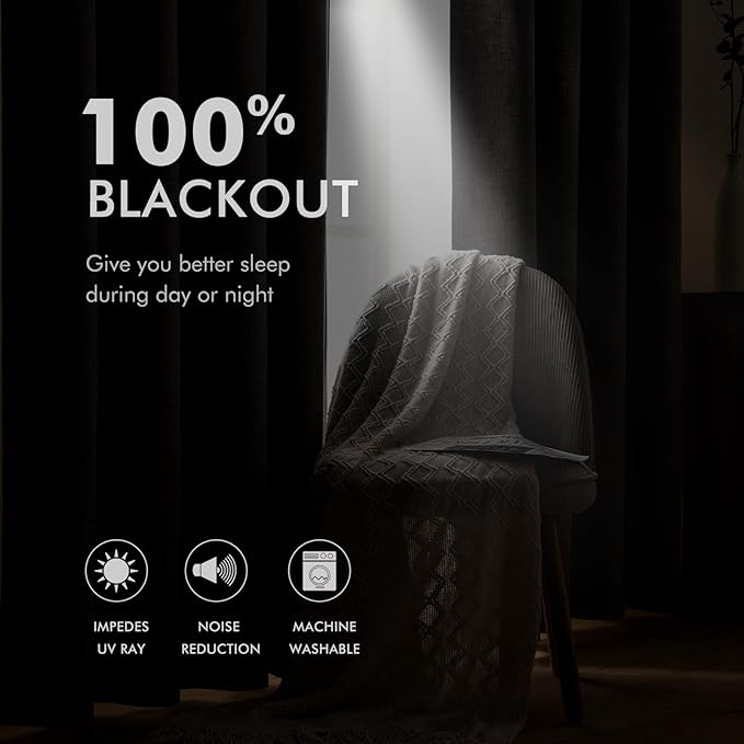 MIULEE Linen Blackout Curtains and Drapes 100% Room Darkening Thermal Insulated - Image 3
