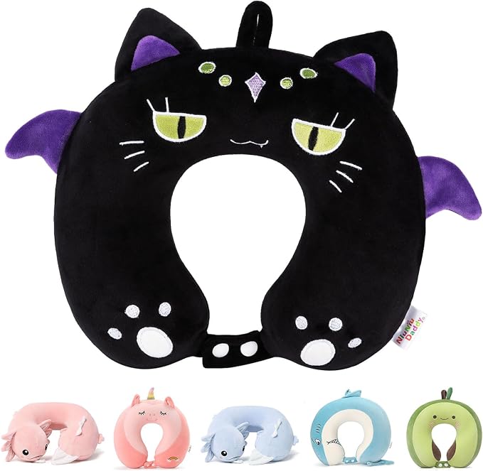 Niuniu Daddy Black Cat Kids Neck Travel Pillow by NiuniuDaddy