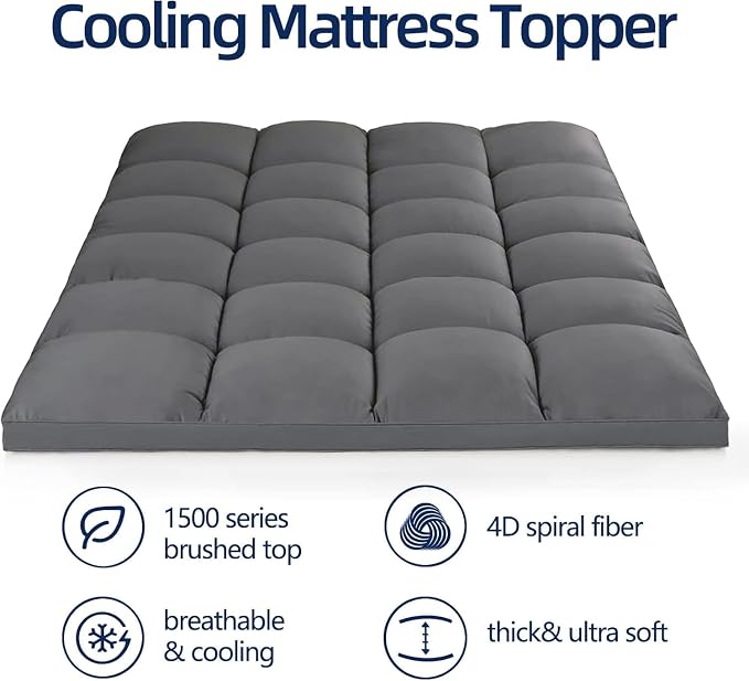 Mattress Topper Full for Back Pain, Extra Thick Mattress Pad Cover, Plush - Image 2