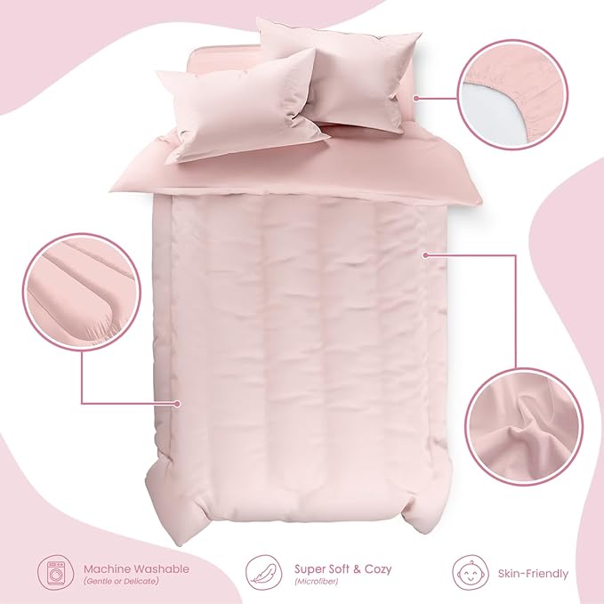 SANDJEST Pink Duvet Cover Sets Twin Size - Image 3