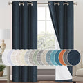 PrinceDeco Navy Blackout Curtains 84 Inches Long, 100% Light Blocking Thermal by PrinceDeco