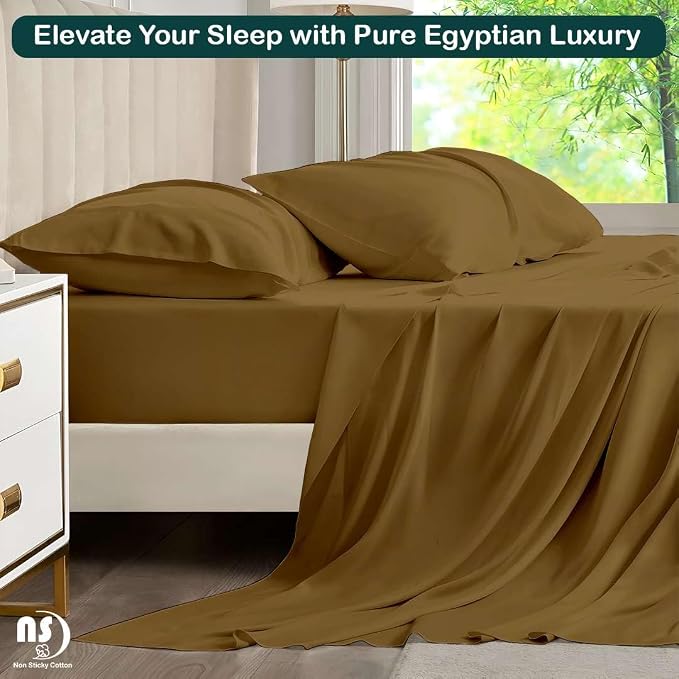 NON Sticky cotton Twin Size Sleeper Sofa Sheets, 4 Piece Egyptian Cotton Bed - Image 5