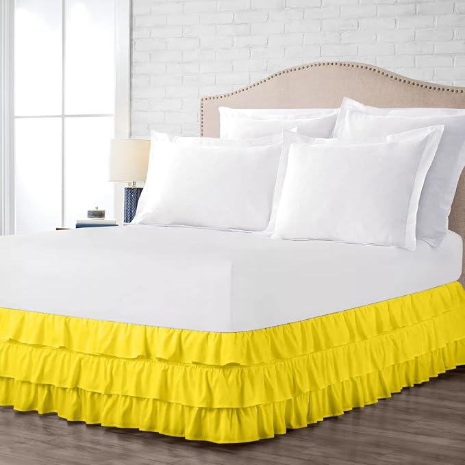 Multi-Ruffle Bed Skirt, Soft Multi Ruffle Bed Skirt Elastic Dust Ruffles - Image 4