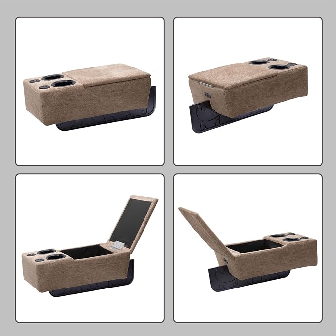 Removable Sofa Armrest with Cup Holder, PU Leather Multifunctional Couch Caddy - Image 7
