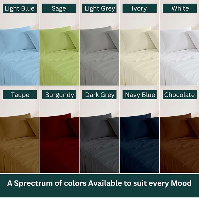 NON Sticky cotton Twin Size Sleeper Sofa Sheets, 4 Piece Egyptian Cotton Bed - Image 6