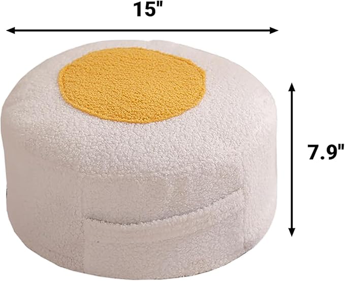 Round Pouf Ottoman Foot Rest, Stuffed Floor Pouf Foot Stool - Image 2