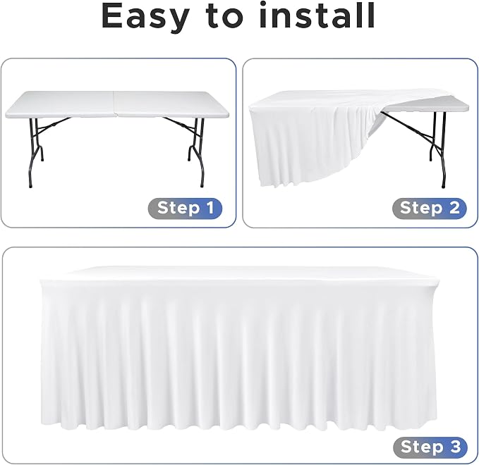 Nasitos White Rectangle Table Skirts, 2 Pack - Image 3