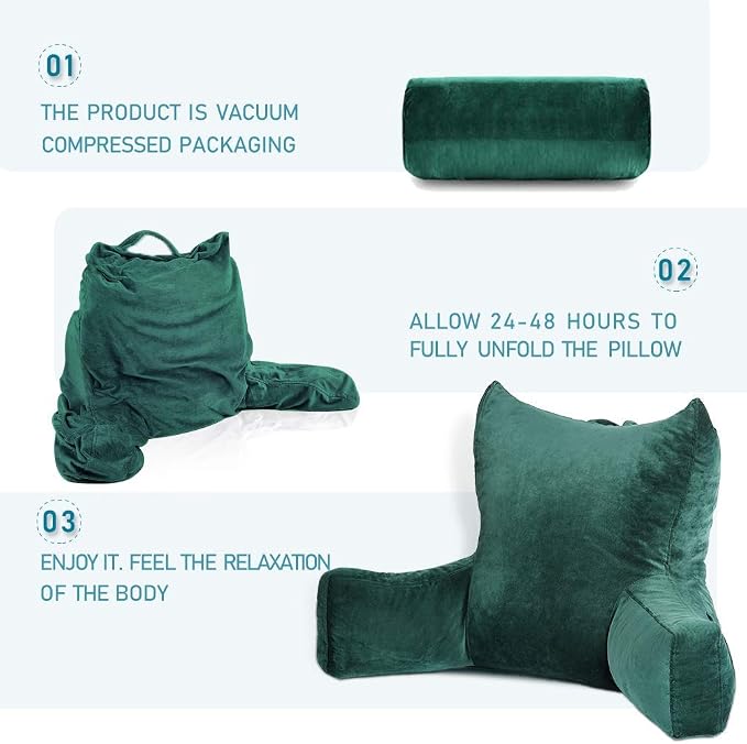 Neustern Reading Pillow for Sitting in Bed Adult, Back Pillow for Bed Shredded - Image 5