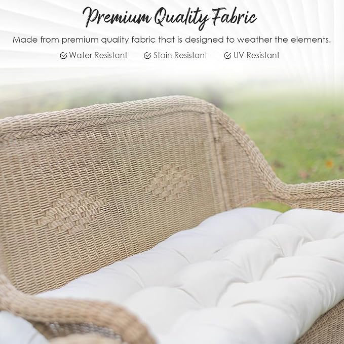 RSH DECOR: Tufted U-Shape Wicker Seat Cushions Set of 2 | 19” x 19” | - Image 6