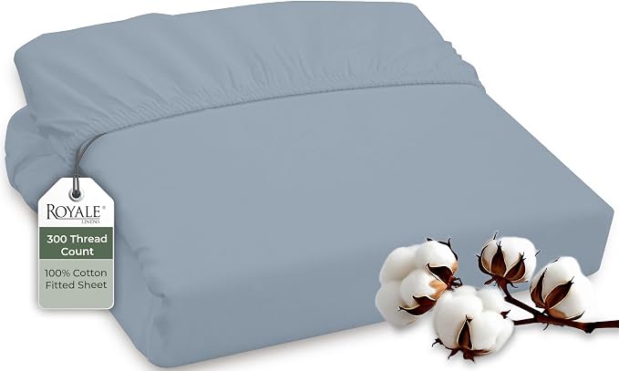 ROYALE LINENS 300 Thread Count 100% Long Staple Combed Cotton Fitted Sheet Twin by ROYALELINENS