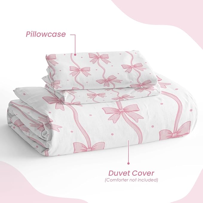 SANDJEST Bow Duvet Cover Sets Full Size - Image 4