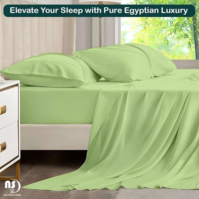 NON Sticky cotton Queen Size Sleeper Sofa Sheets, 4 Piece Egyptian Cotton Bed - Image 5