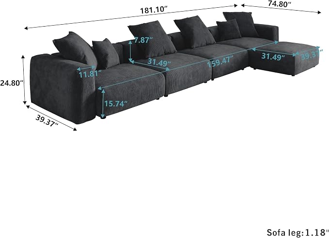 JACH 181" Oversized Modular Sectional Sofa, Deep 4-Seats Sectional Couch - Image 2