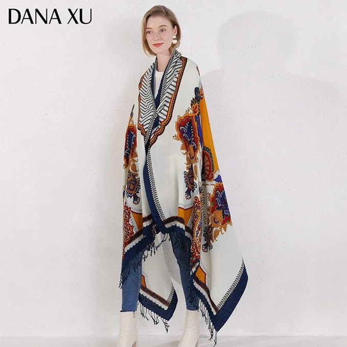 DANA XU 100% Merino Wool Extra Large Pashmina Blanket Travel Scarf Cashmere Wrap - Image 8