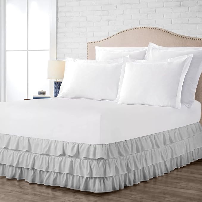 Multi-Ruffle Bed Skirt, Soft Multi Ruffle Bed Skirt Elastic Dust Ruffles by Unknown