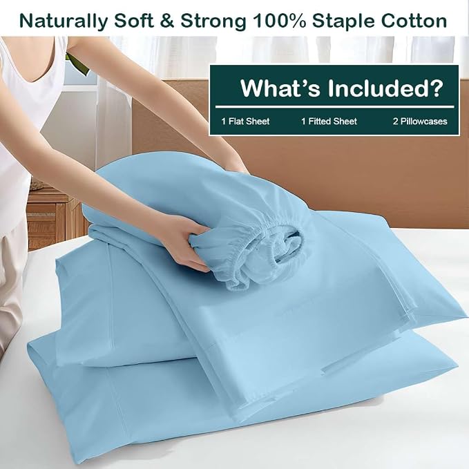 NON Sticky cotton Full Size Sleeper Sofa Sheets, 4 Piece Egyptian Cotton Bed - Image 3