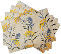 Floral Placemats Set of 4 Vintage Floral Summer Flowers Yellow Placemats by Wnoesat