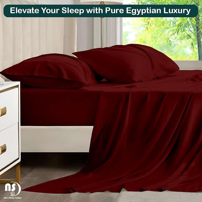NON Sticky cotton Twin Size Sleeper Sofa Sheets, 4 Piece Egyptian Cotton Bed - Image 5