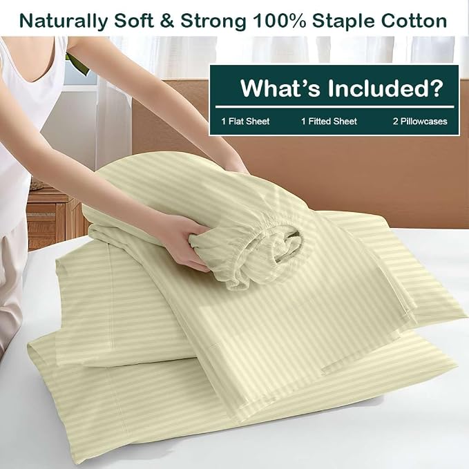 NON Sticky cotton Twin Size Sleeper Sofa Sheets, 4 Piece Egyptian Cotton Bed - Image 3