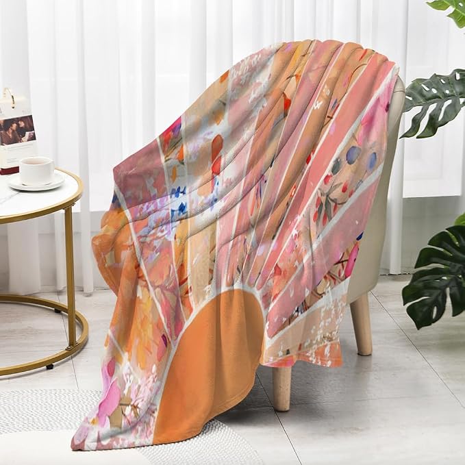 Orange Boho Sun Throw Blanket 70Wx80H Inch Bohemian Minimalist Art Boys Girls - Image 5