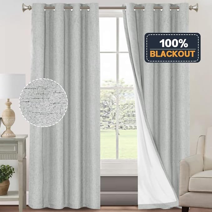 PrinceDeco 100% Blackout Linen Curtains - Image 6