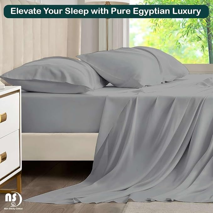 NON Sticky cotton Full Size Sleeper Sofa Sheets, 4 Piece Egyptian Cotton Bed - Image 5