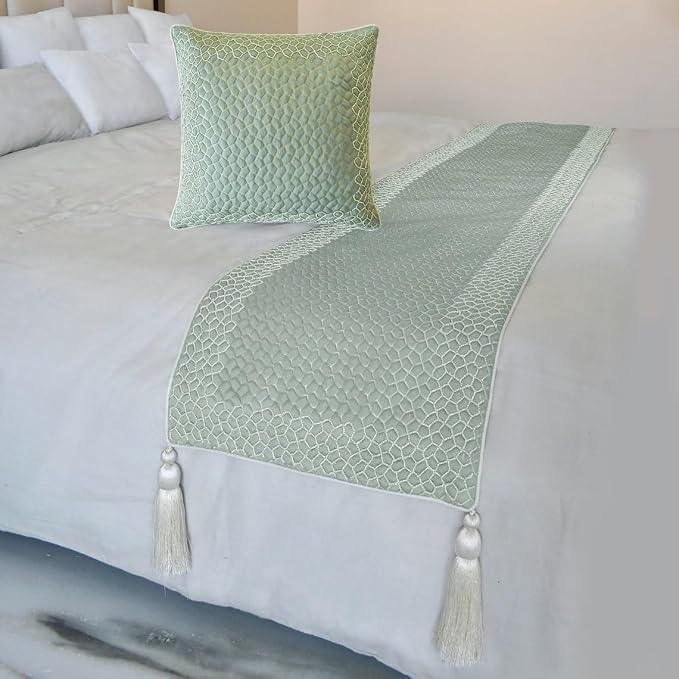 The HomeCentric King/Queen/Twin Blue Designer Queen 74"x18" Bed Runner by TheHomeCentric