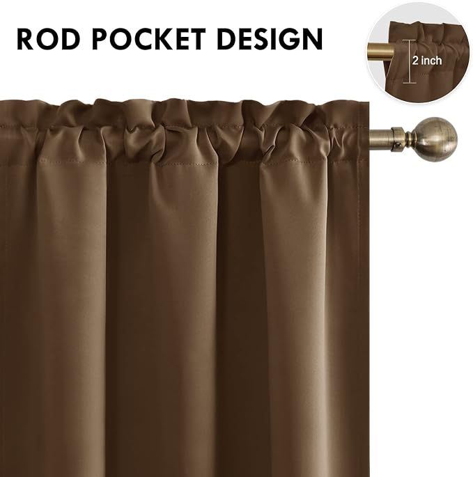 DWCN Short Brown Blackout Curtains - Image 3