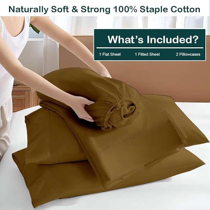 NON Sticky cotton Twin Size Sleeper Sofa Sheets, 4 Piece Egyptian Cotton Bed - Image 3
