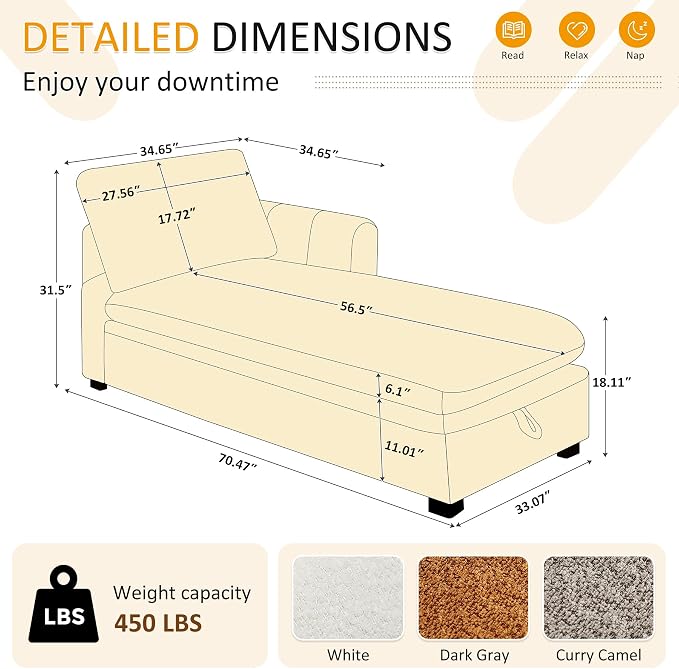 VANOMi Oversized 70.47'' Chaise Lounge Chair Indoor - Image 2
