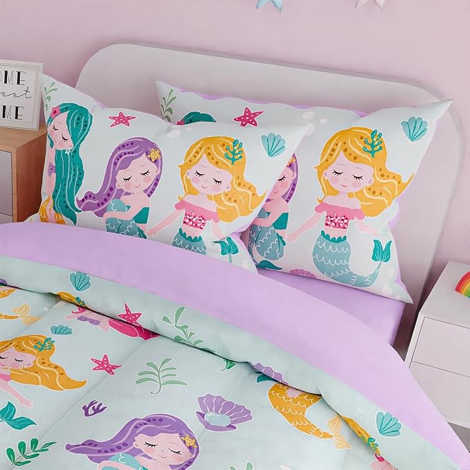 SANDJEST Mermaid Bedding Twin for Girls, Ultra Soft Microfiber Comforter Set - Image 5