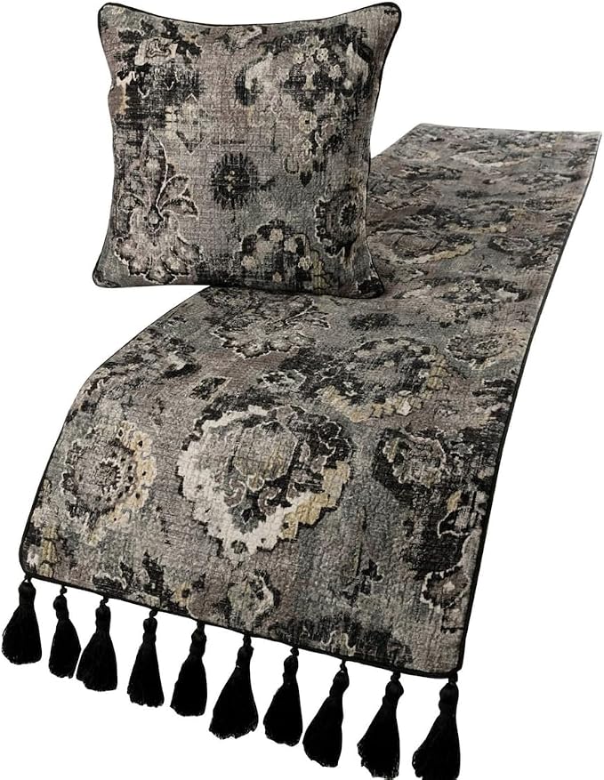 The HomeCentric Handmade Black & Grey Twin 53 x 18 inch Bed Runner by TheHomeCentric