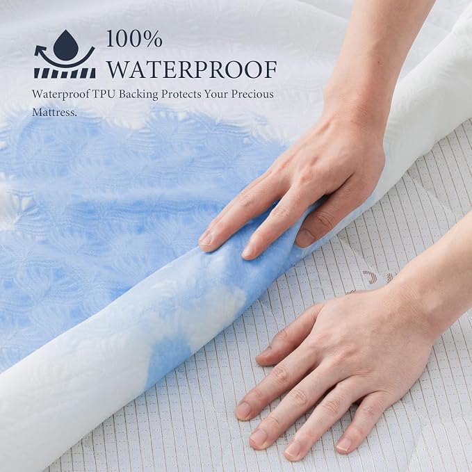 Waterproof Mattress Protector 2 Pillowcase 20''x28'', Queen Mattress Pad - Image 2