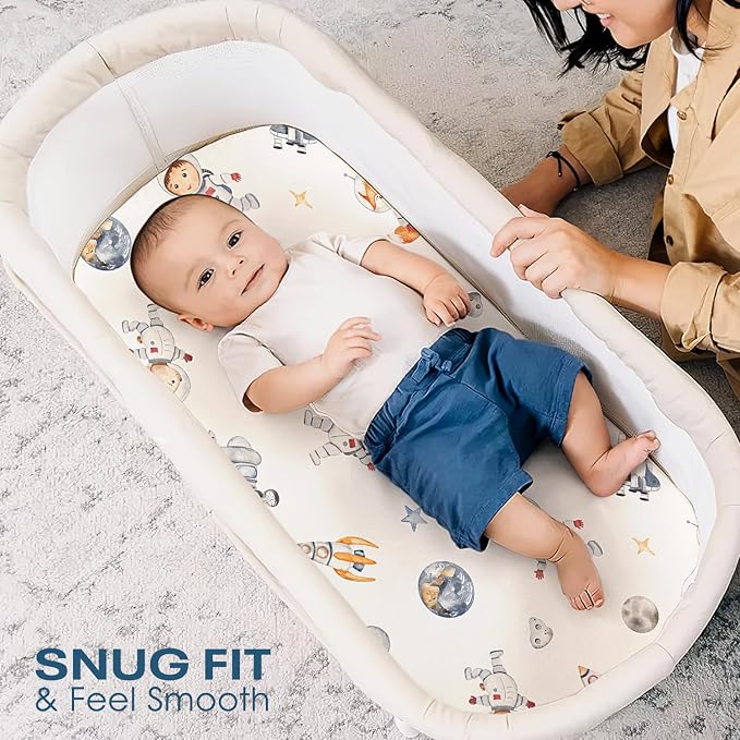GRSSDER Stretchy Ultra Soft Fitted Bassinet Sheets 3 Pack, Universal Fit - Image 3