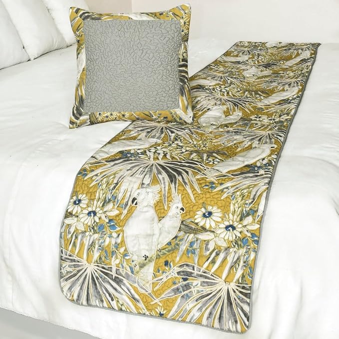 The HomeCentric King/Queen/Twin Grey & Yellow Decorative Full 68"x18" Bed Runner - Image 4