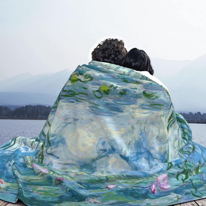 Monet Water Lilies Soft Blanket All Season Fuzzy Throw Warm Lightweight Blanket - Image 3