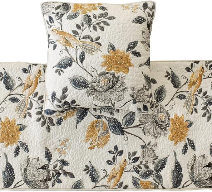 The HomeCentric King/Queen/Twin Blue & Ivory Decorative Queen 74"x18" Bed Runner - Image 2
