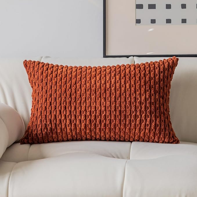 Kevin Textile Fall 12x20 Inch Pillow Cover 1 Pack Boho Decorative Soft Striped by KevinTextile