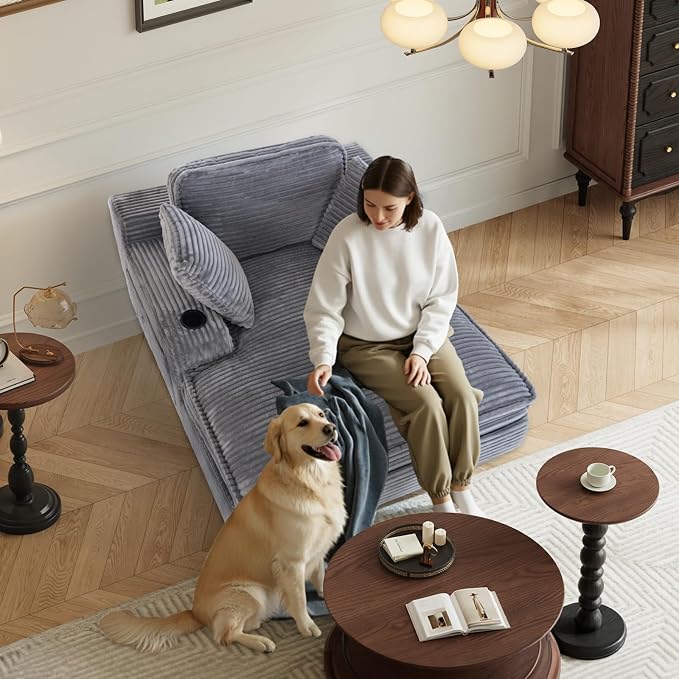 67" Chaise Lounge Chair Indoor, Cozy Oversized Fluffy Sofa - Image 3