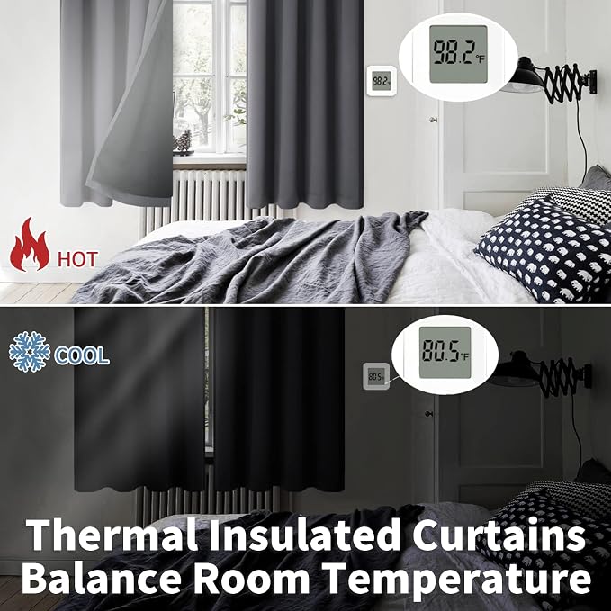 BGment Dark Grey Blackout Curtains - Image 4