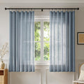 Anmao Natural Linen Curtains for Living Room 45 Inch Length 2 Panels Set by Anmao