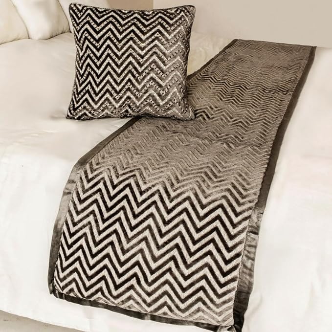 The HomeCentric King Queen Twin Grey Decorative Full 68"x18" Bed Runner - Image 4
