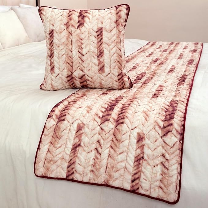 The HomeCentric King/Queen/Twin Maroon & Ivory Decorative King 90"x18" Bed - Image 4